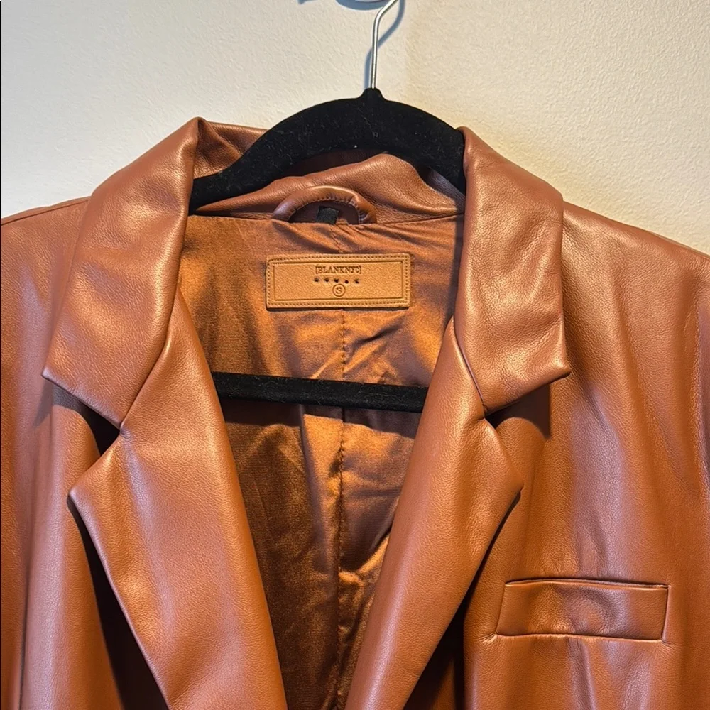 BLANKNYC Brown Faux Leather Blazer